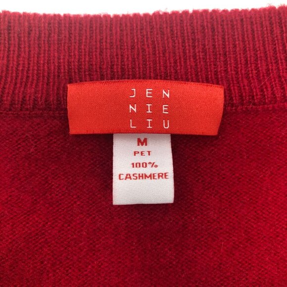 Jennie Liu 100% Cashmere Crew Neck Sweater Petite Size PM Red - Picture 5 of 6